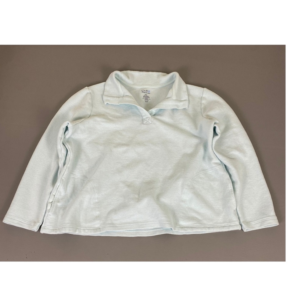 Croft & Barrow Sweatshirt Top Women's XXL Light Blue Ribbed‎ Pullover Split Neck